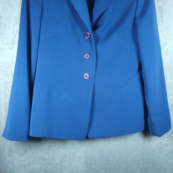 Kasper Petite Blazer Jacket Women's PS Polyester Blend Blue 3 Buttons - Picture 4 of 15